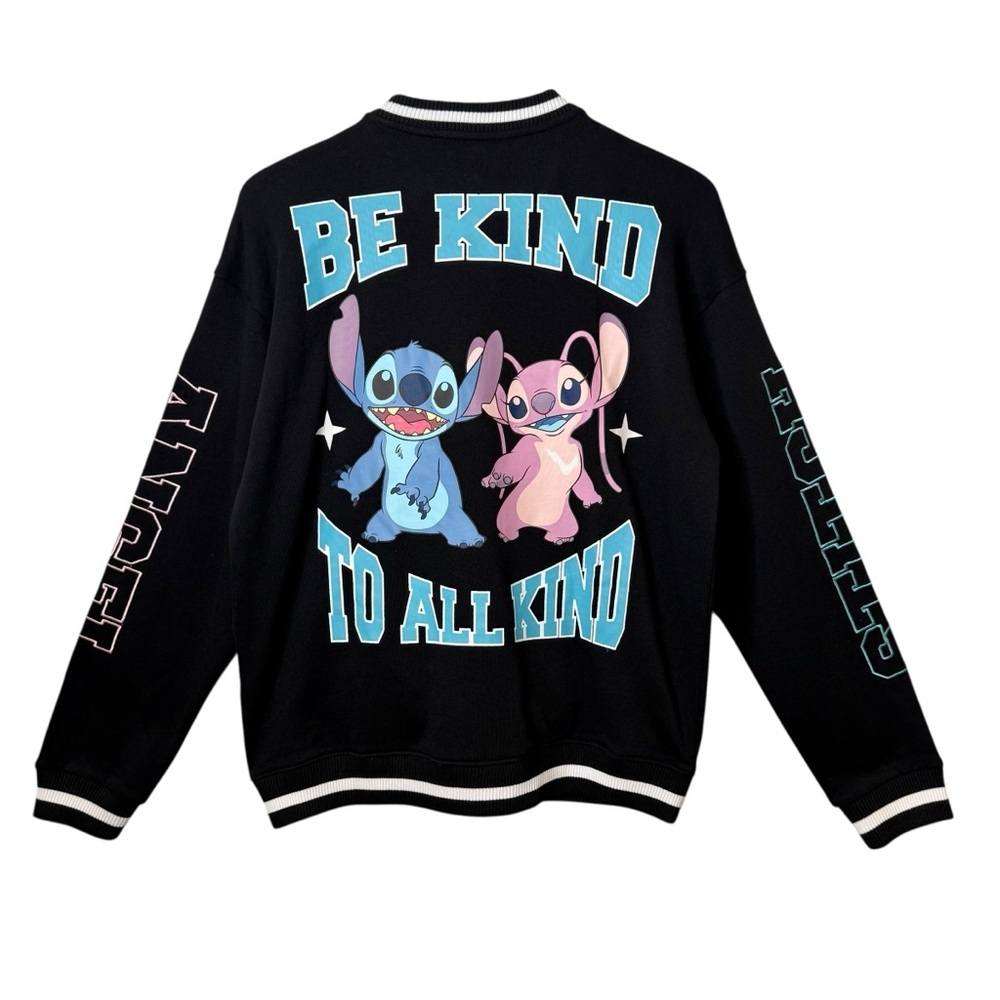NWOT Disney Stitch & Angel Black Bomber Be Kind To All Kind Women’s Jacket Sz S